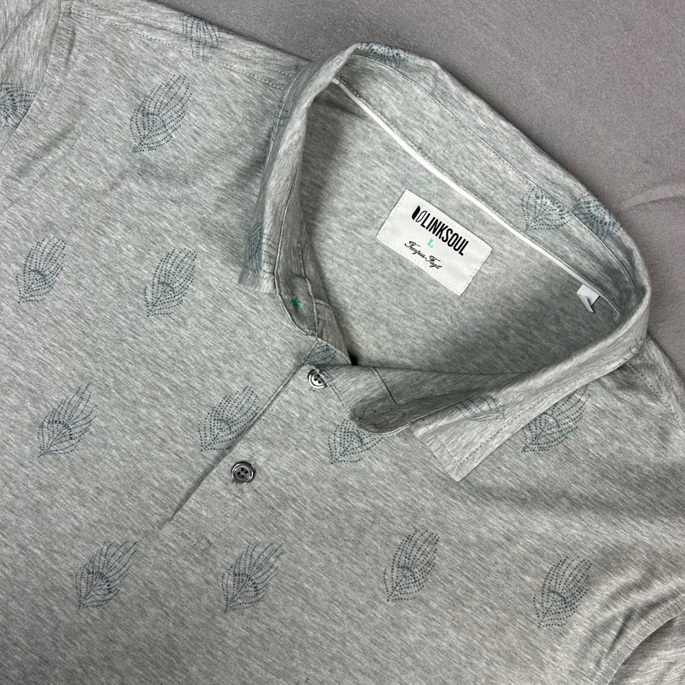 Linksoul Lux-Lite Quill Print Polo Mens Large Heather Grey LS1381P